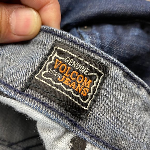 VOLCOM Riser Jeans Men 30 Dark Blue Denim Pants Slim Tapered Leg Casual Pockets - Picture 5 of 16